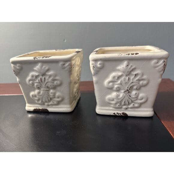 Antique Pottery square planters - Picture 1 of 4
